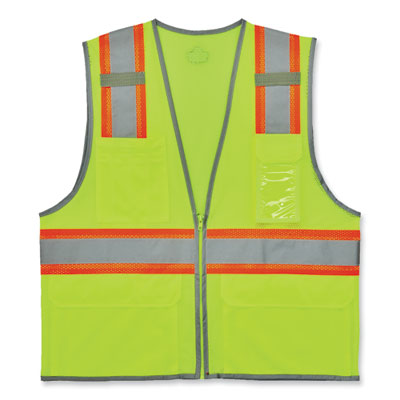 GloWear 8246Z-S Single Size Class 2 Two-Tone Mesh Vest, Polyester, Small, Lime, Ships in 1-3 Business Days