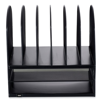 Powered Onyx Desk Organizer w/2 Horizontal and 6 Upright Sections, Letter, 13.5 x 11.5 x 13, Black,Ships in 1-3 Business Days