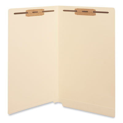 Reinforced End Tab Fastener Folders, 0.75" Expansion, 2 Fasteners, Legal Size, Manila Exterior, 50/Box