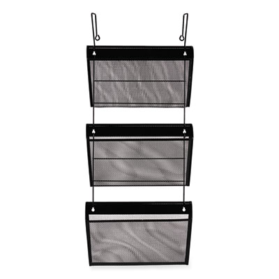 Mesh Three-Pack Wall Files, 3 Sections, Letter Size, 14.13" x 3.38" x 8.5", Black
