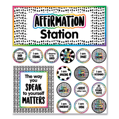 Motivational Bulletin Board Sets, Affirmation Station, Multicolor, 13.8 x 16, 32 Pieces