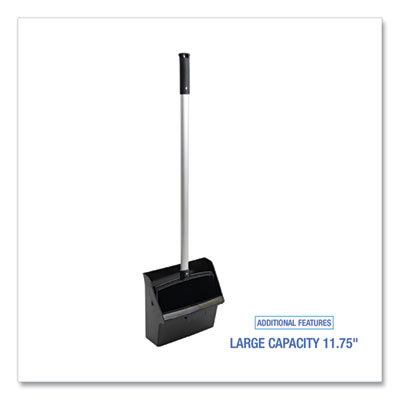 Lobby Dust Pan, 11.75 x 37, 34" Handle, Plastic/Aluminum, Black