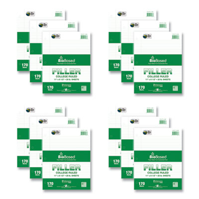 Filler Paper, 3-Hole, 8.5 x 11, College Rule, 170 Sheets/Pack, 12 Packs/Carton, Ships in 4-6 Business Days