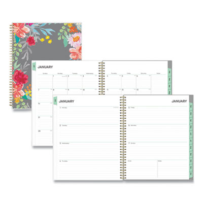 Sophie Frosted Weekly/Monthly Planner, Sophie Floral Artwork, 11 x 8.5, Multicolor Cover, 12-Month (Jan to Dec): 2024