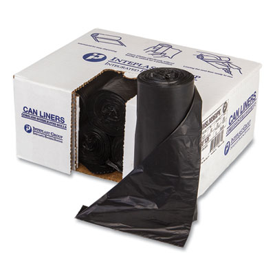 Low-Density Commercial Can Liners, 30 gal, 0.9 mil, 30" x 36", Black, 25 Bags/Roll, 8 Rolls/Carton
