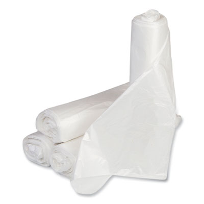 Low-Density Commercial Can Liners, 10 gal, 0.35 mil, 24" x 24", Clear, 50 Bags/Roll, 20 Rolls/Carton